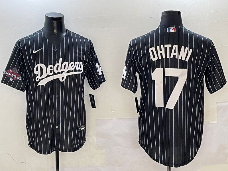 Men Los Angeles Dodgers #17 Ohtani Black Stripe Jointly Name 2025 Nike MLB Jersey style 3->los angeles dodgers->MLB Jersey